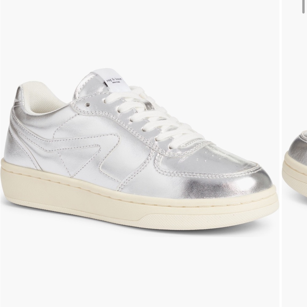 Rag and Bone Retro Court Sneaker in Silver Size 10